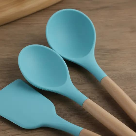 Kit de Utensílios para Cozinha em Silicone Verde 3 peças