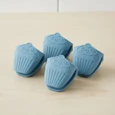 Kit 4 Luvas Térmicas Pegador Em Silicone Azul
