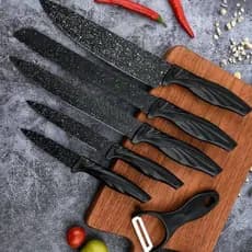 Faqueiro para Cozinha Churrasco 6 peças Aço Inox Preto