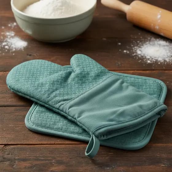 Kit Luva Térmica + Descanso Panela Suporte Pegador Térmico Verde