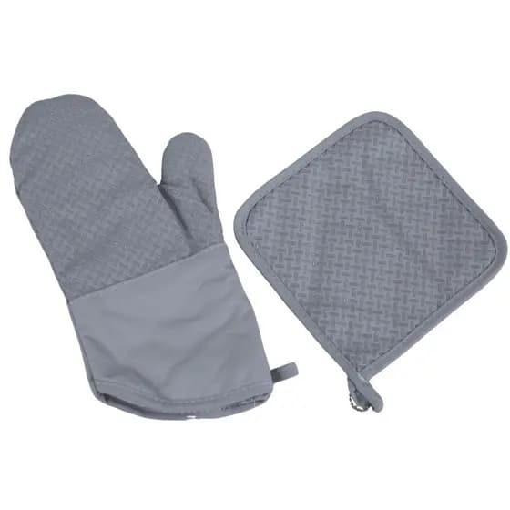 Kit Luva Térmica + Descanso Panela Suporte Pegador Térmico Cinza