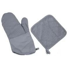 Kit Luva Térmica + Descanso Panela Suporte Pegador Térmico Cinza