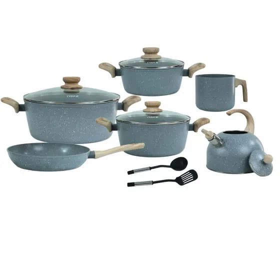 Jogo de Panelas Osfê Antiaderente Ceramic 6 Peças Smart Cinza