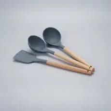 Kit de Utensílios para Cozinha em Silicone Cinza 3 peças