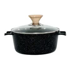 Caçarola Antiaderente Revestimento Mármore Cerâmico 20cm Preto