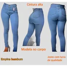 Calça Jeans Feminina Lycra Cintura Alta Empina Bumbum
