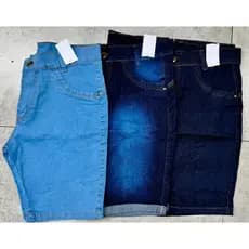 Kit 3 Short Bermuda Jeans Ciclista Feminino com Lycra e empina bumbum tamanho tradicional até plus size