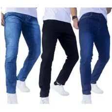 KIT 3 CALÇAS JEANS TRADICIONAL MASCULINA - FORMA RETA - SEM LYCRA -  ÓTIMA PARA TRABALHO - MATÉRIAL GROSSO E REFORÇADO