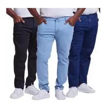 Kit Com 3 Calças Plus Size Jeans Masculina - Tamanho Grande COM LYCRA