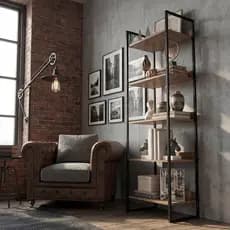 Estante Multiuso 190cm Com 5 Prateleiras Estrutura em Metal Preto Estilo Industrial Funcional Para Livro Escritório Rena