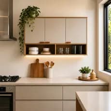 Armário Modular Suspenso com 3 Portas e Nicho Ideal para Cozinha, Lavanderia Pequena Área De Serviço Design Industrial