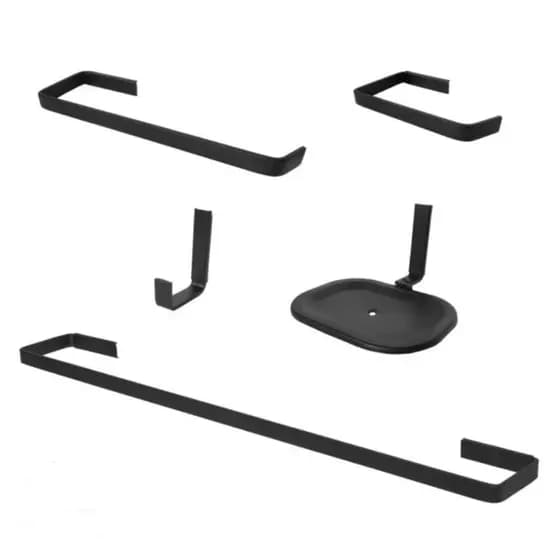 Kit de Acessorios para Banheiro Preto Fosco Quadra