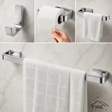 Kit para Banheiro Acessorios Porta Toalhas e Porta Papel Higienico Aluminio 4 peças