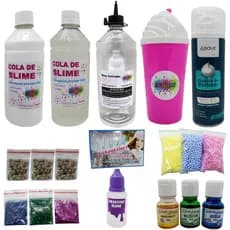 Kit Slime Para Fazer Com Seus Filhos Mais Barato Com Copo Rosa