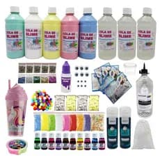 Kit Faça Seu Slime Completo Grande Com Neve Instantânea e Copo Unicórnio
