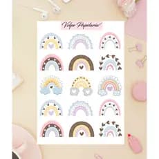 Cartela de adesivo arco íris - Decoração planner, agenda, bujo, scrapbook