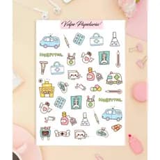 Cartela de adesivos medicina/ enfermagem- faculdade -planejamento- exames - Gravidez- biologia- quimica- veterinaria