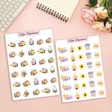Cartela adesiva abelhas / abelhinhas fofas / decoração de bullet journal, diário, bujo