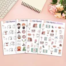 Cartela de adesivos 25 opções/personagens/Anne/planner,bujo,papelaria,fofos...