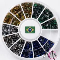 Strass Brasil 1,8mm Termocolante Verde Amarelo Azul Cristal Copa do Mundo Decoração Maquiagem Unhas Apliques Acessórios