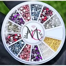 Disco Pedrarias Strass Resina 2mm + Caviar, pedrarias para unhas, joias de unha, decoração de unha e nail  art