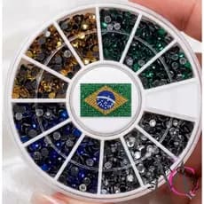 Disco Strass Brasil 2,8mm aplique maquiagem unhas acessórios resina brazil termocolante azul verde cristal amarelo  copa
