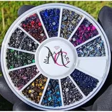 Disco Pedrarias para unhas Strass 1,8 e 2mm 12 divisórias joias e nail art acessórios make artesanto colagem termocolant