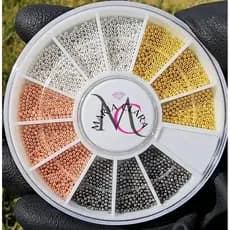 Disco Pedrarías Caviar Metal 1mm, Dourado, Prata, Rose e Grafite, joias para unhas e nail art