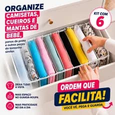 Kit 6 colmeia Organizadora de camisetas (G) 10x25x35cm Branco - Organizalux