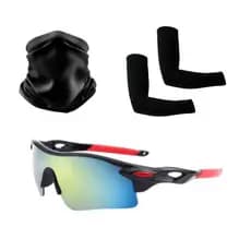 Kit Ciclismo Óculos de Proteção + Par de Manguitos + Bandana Esportiva
