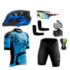 Kit Conjunto + Capacete Ciclismo + Óculos + Par de Luvas + Manguitos