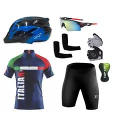 Conjunto Kit Ciclismo + Capacete Ciclismo + Manguitos + Óculos + Par de Luvas