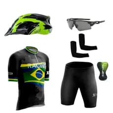 Capacete bike Ciclista + Óculos Esporte+ Conjunto Camisa e Bermuda ciclismo