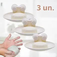 Kit 3 Saboneteiras Fixação Parede Com Ventosa Banheiro Escoamento Clink Oferta Promoção Black Friday