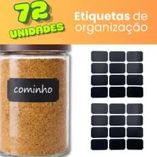 Cartela de Etiquetas Adesivas Para Tempero Pote Organização Cozinha - 72 etiquetas 5x3 cm