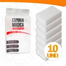 Kit 10x Esponja Mágica de Melamina Tira Manchas Riscos Mágica Branca Multiuso