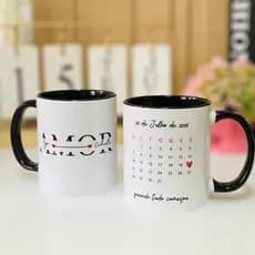 caneca personalizada nome e data, caneca de casal, namorados...