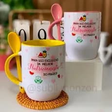Caneca personalizada nutricionista, caneca personalizada com colher..