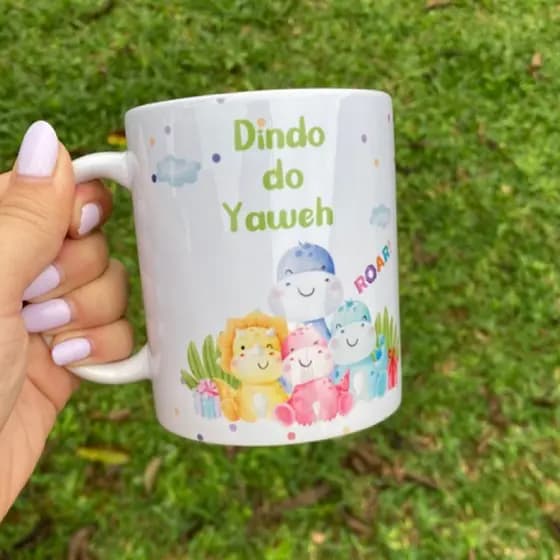 Caneca personalizada batismo Dino baby, Dino Cute.. Caneca para padrinhos.