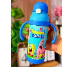 Garrafa Infantil Personalizada com Nome Bob Esponja, Garrafa térmica infantil, Garrafinha Infantil