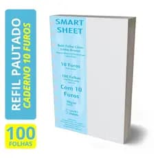 Refil Caderno de Discos 90g 100 Folhas Pauta Branca 10 Furos B5 Smart Sheet