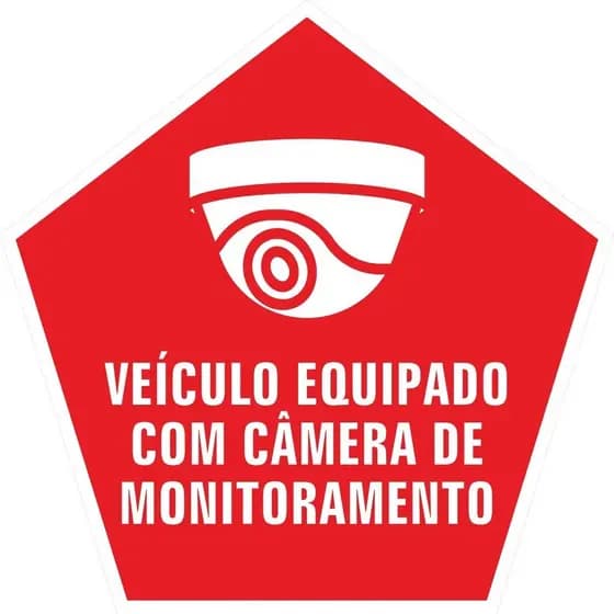 Kit 5 Adesivos em Vinil Segurança Veiculo Equipado com Camera de Monitoramento 12x12cm Impermeavel