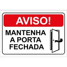 Kit com 2 Adesivos em Vinil Escritorio Mantenha a Porta Fechada 30x20cm Impermeavel Facil Remocao