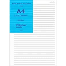 100 Folhas Refil Papel Offset Branco 90g Pautado 100 Folhas A4 e A5 Escrita Confortavel