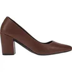 Scarpin Feminino Sapato Social Peep Toe Salto Alto Grosso Altura 7 Cm Moda Confortável Preto  Marrom