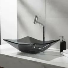 Cuba Pia Para Banheiro Lavabo Retangular Vidro 8 mm De Apoio