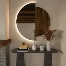 Espelho Com Led Decorativo Moderno Meia Lua 100 x 50 cm