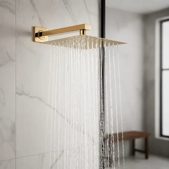 Ducha Dourada em Aço Inoxidável Premium Flex Aquecedor Gás e Solar