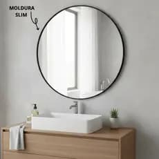 Espelho de Parede Redondo 80 cm Cristal Lapidado Decorativo