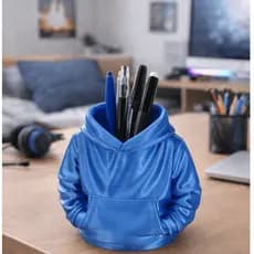 Porta-Canetas Moletom Azul Brilhante – Estilo Jovem e Criativo